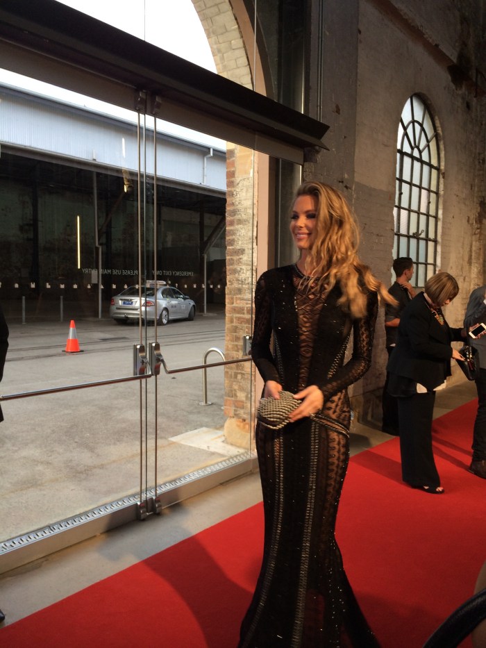 Jennifer Hawkins sizzling in a sleek Roberto Cavalli gown 