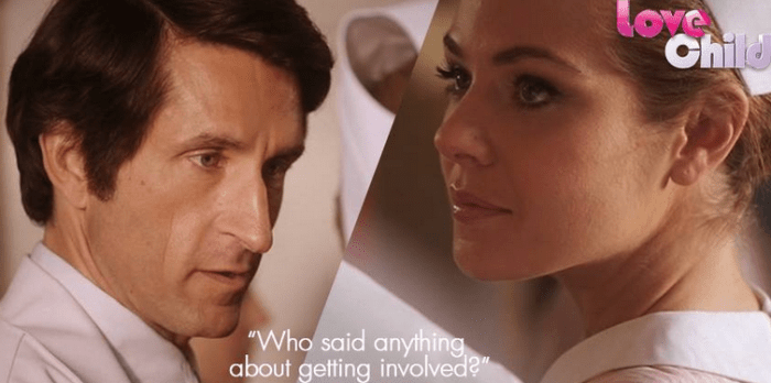 Sexual tension: Will midwife Joan Millar get involved with a married man Dr Patrick McNaughton?  Image Source: Love Child Facebook 