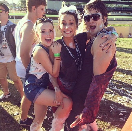 Home and Away stars Philippa Northeast, Isabella Giovinazzo & Jackson Gallagher enjoy some foam fun Image Source: Philippa Northeast Instagram  
