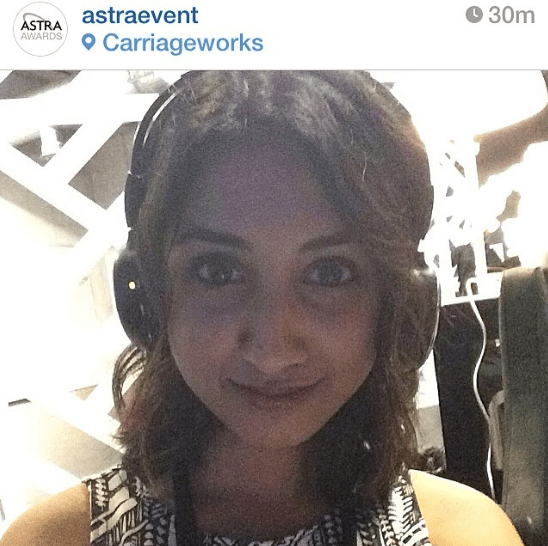 Alicia "Leeshie" V typing up a storm as she tweets for ASTRA throughout the night 