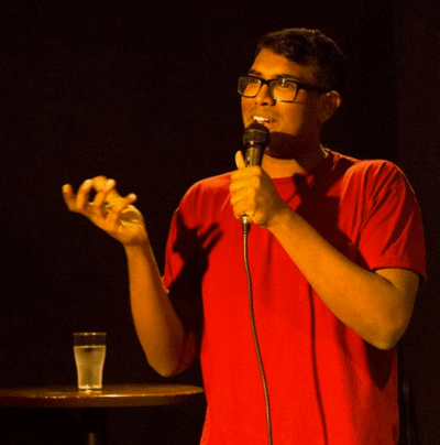Rowan draws on his cultural background when developing his comedic material for his shows Image Source: Rowan Thambar
