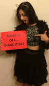 Our own Alicia "Leeshie" V dressed up as Taylor Swift for Halloween 