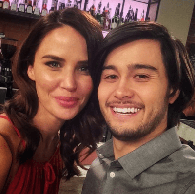 Takaya with Neighbours co-star Jodi Anasta Image Source: Takaya Honda Instagram 